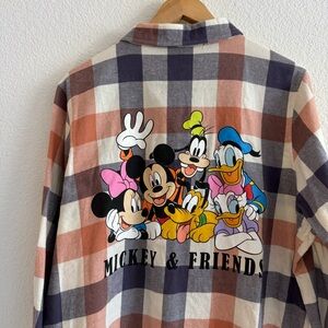 Disney buffalo plaid checkered button down flannel